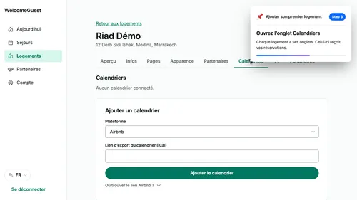 Ouvrez l’onglet Calendriers