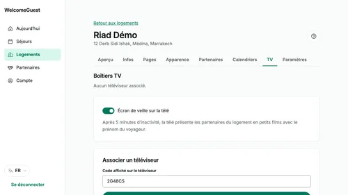Affichez le code de la TV