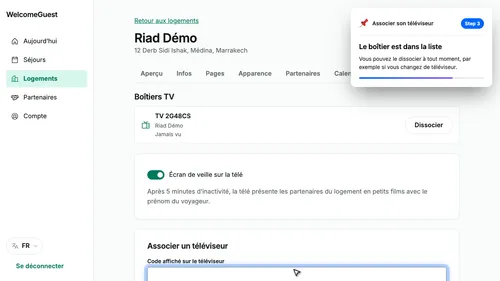 Vérifiez la TV associée