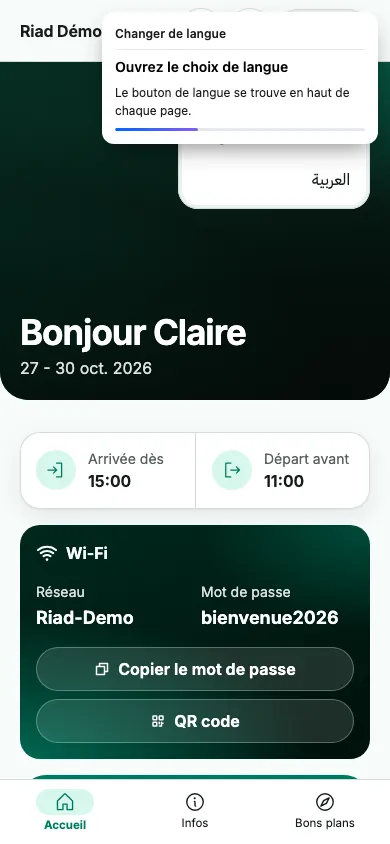 Ouvrez le choix de langue