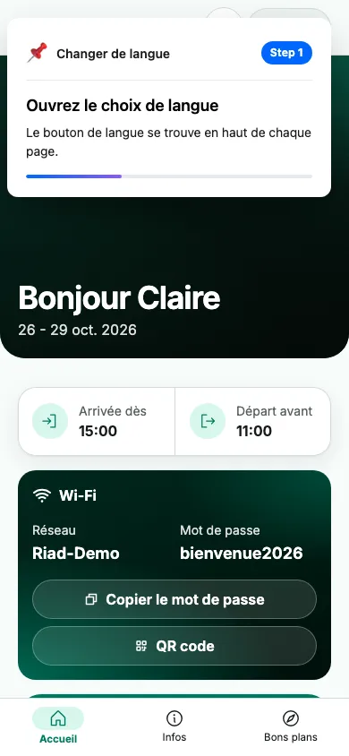 Ouvrez le choix de langue
