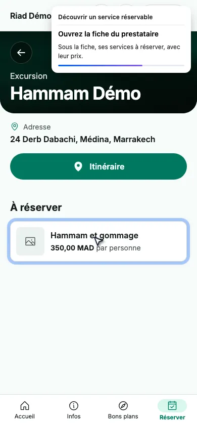 Ouvrez la fiche du prestataire
