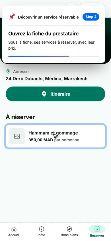 Ouvrez la fiche du prestataire