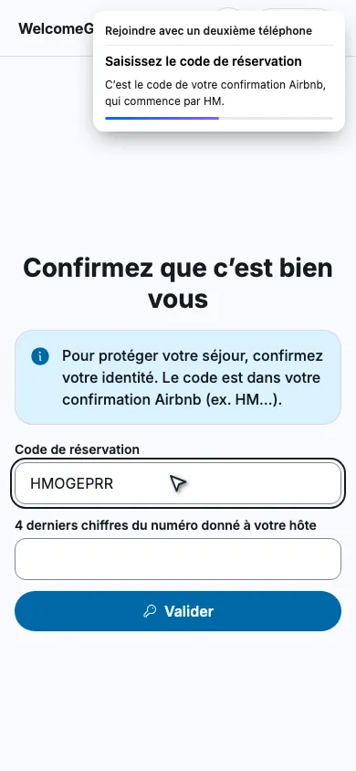 Saisissez le code de réservation