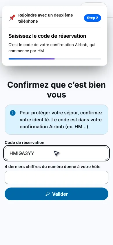 Saisissez le code de réservation