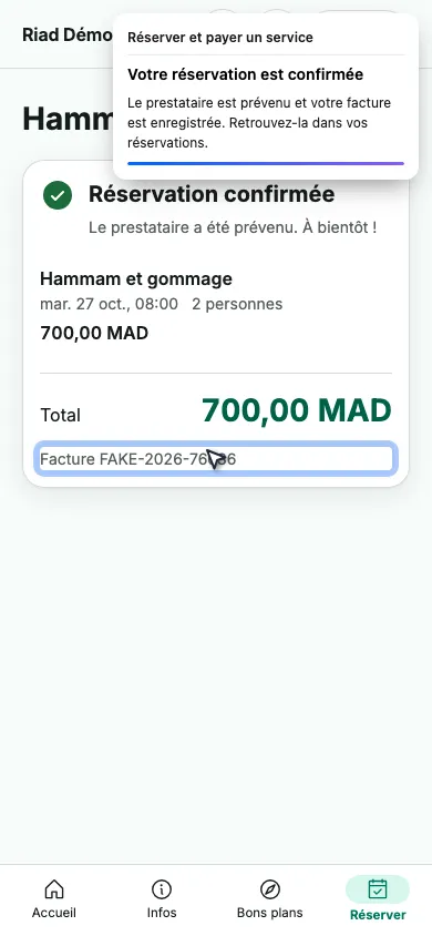 Votre réservation est confirmée