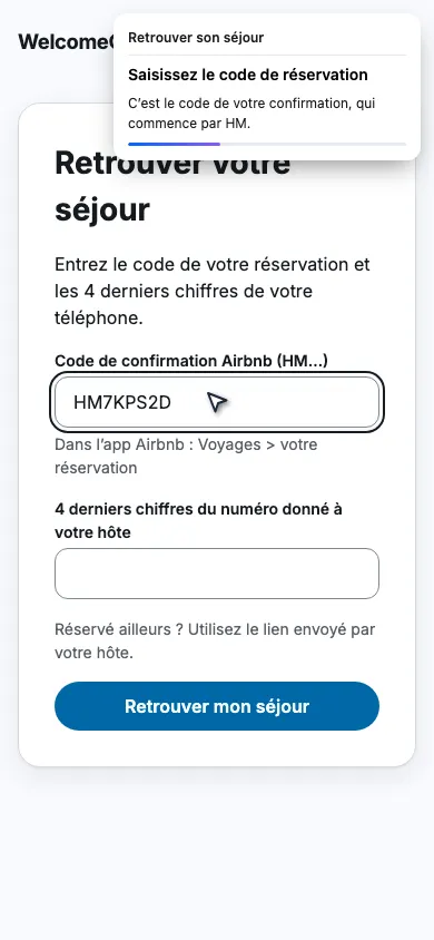 Saisissez le code de réservation