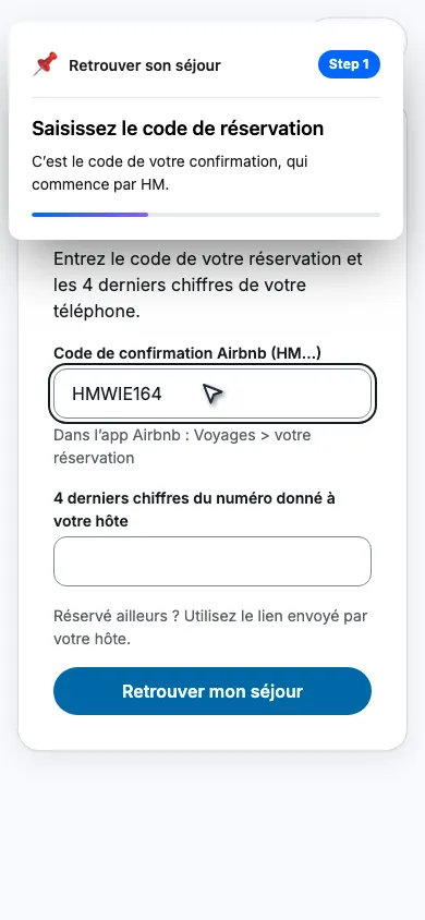 Saisissez le code de réservation