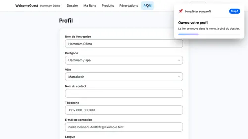 Ouvrez votre profil