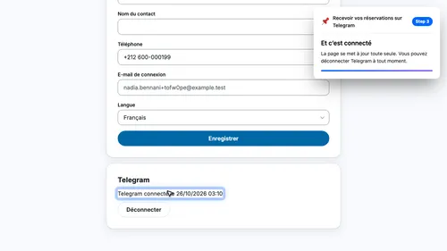 Telegram est connecté