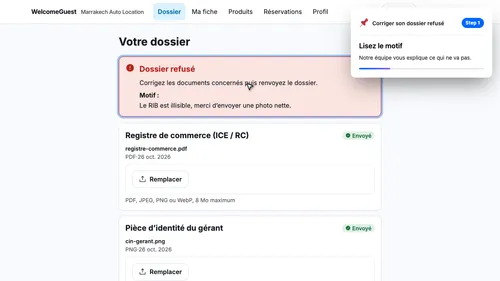 Lisez le motif du refus