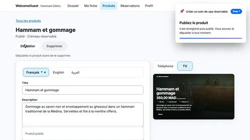 Publiez le produit