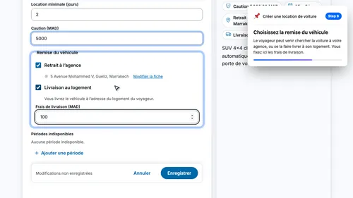Choisissez la remise du véhicule