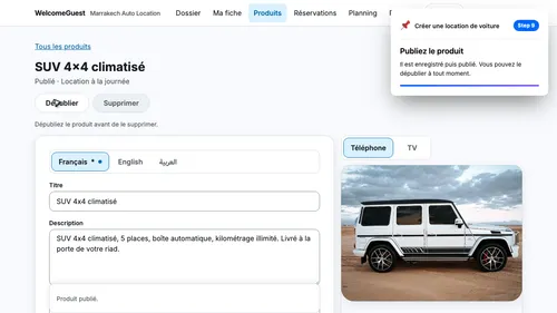 Publiez le produit