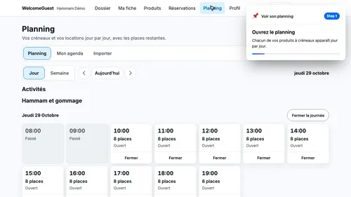 Ouvrez le planning
