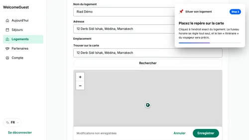 Placez le repère sur la carte